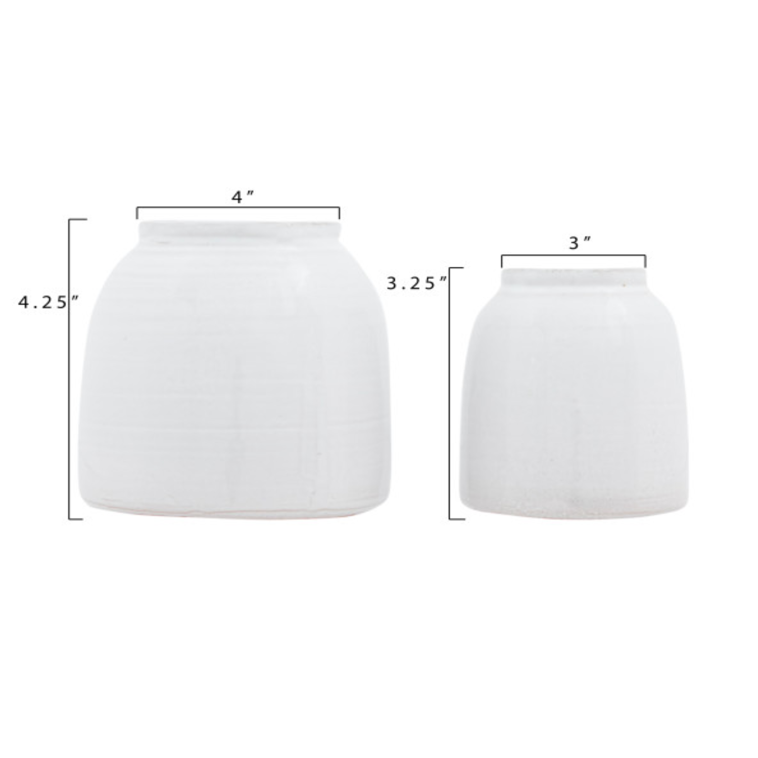 White Terracotta Jar Vases (Set of 2 Sizes)